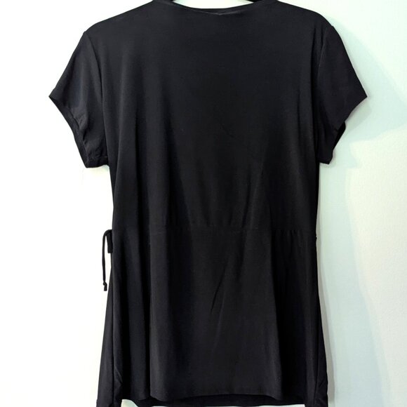 NWT Bleeker & McDougal Women's Black Faux Wrap Front Short Sleeve Blouse PXL - Picture 3 of 5